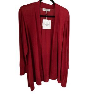 KASPER PLUS SIZE LONG-SLEEVE OPEN-FRO FIRE RED  Sweater 2X  NWT